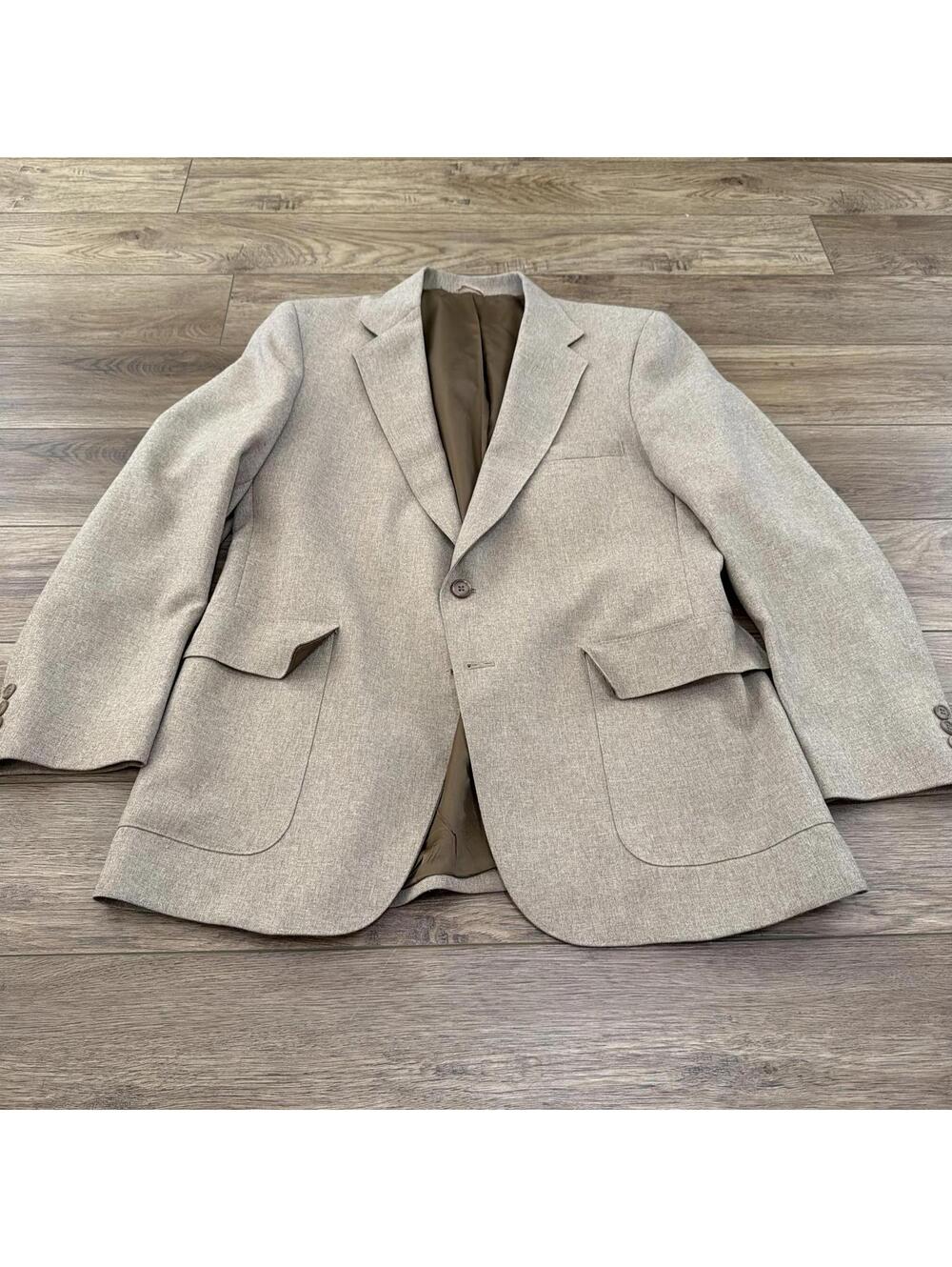 Vtg 70s Levis Action Suit Sta-Prest Blazer Beige 42R